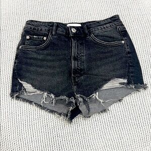 Zara Black Distressed Jean Shorts